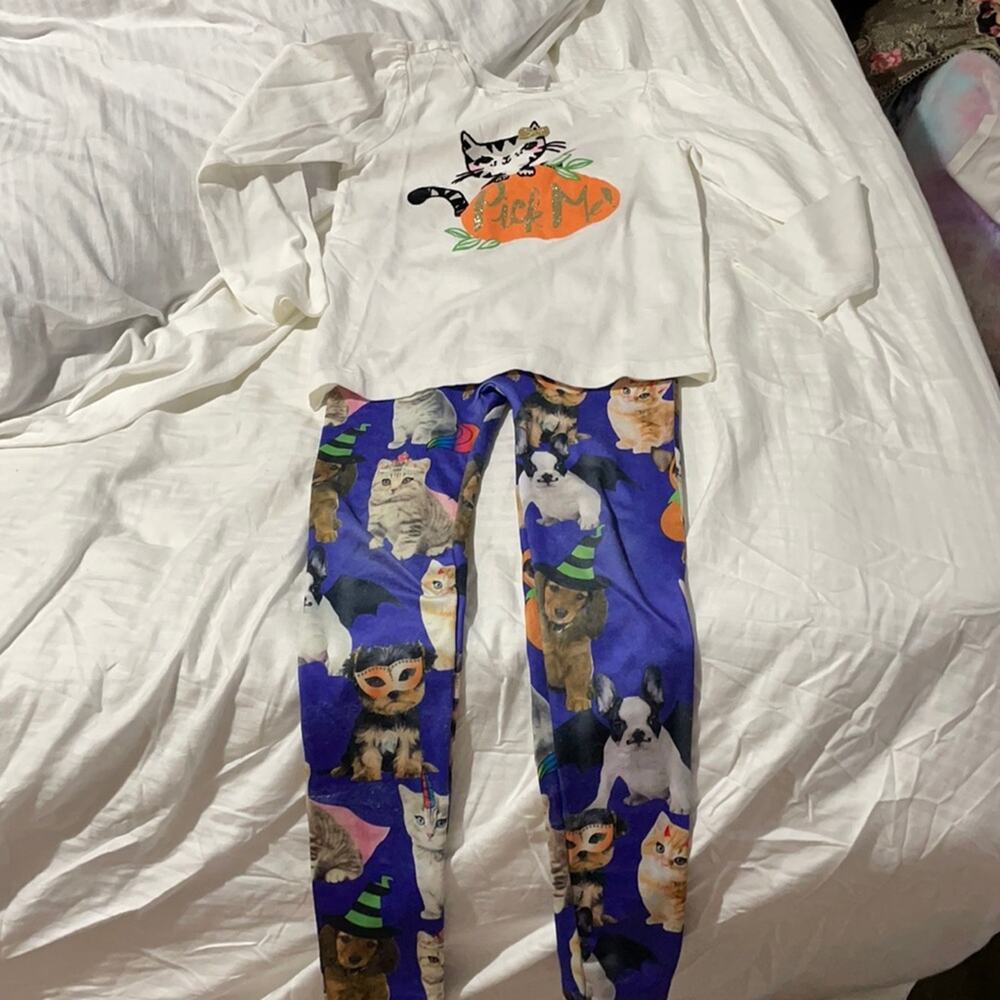 Halloween size 5 set euc pumpkin and cute leggings